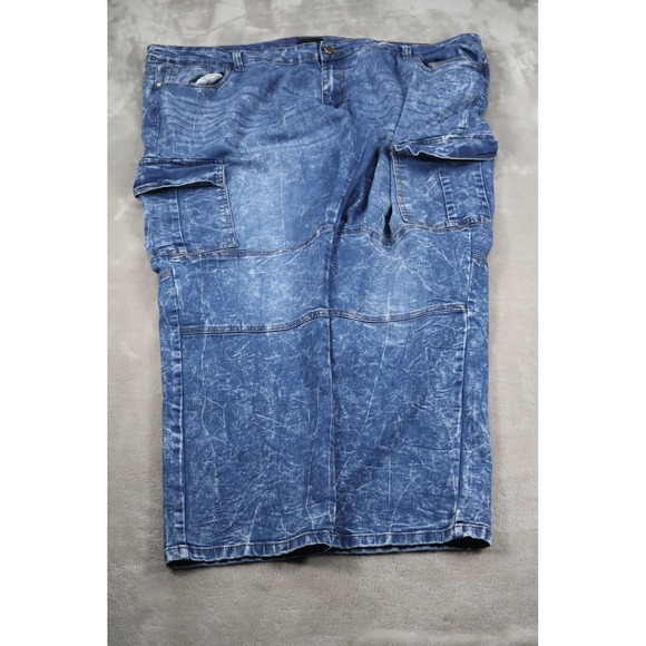 Steve's Jeans Other - STEVE'S JEANS Shorts Mens 48 Blue Denim Acid Wash Cargo Relaxed Fit Pockets